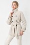 Agli̇mmer Comfortable Fit Women's Stand Collar Belted Short Lined Ecru Cashmere Coat - 3