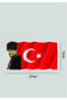 Ataturk Silhouette and Turkish Flag Sticker (27X15Cm) Shiny White Sticker - 2