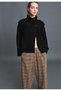 Agli̇mmer Comfortable Fit Women's Stand Collar Belted Short Lined Black Cashmere Coat - 5