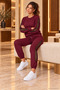 Mesh Touch on Sleeves and Legs - Women's Viscose Sweatshirt Pants Set with Pockets and Elastic Waist - 4