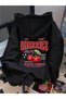 Black Super Sweet Cherries Sweatshirt - Printed Oversize Hooded Sweatshirt