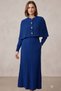 Women's Saks Knitted Patterned Cape Poncho and Long Sleeve Knitwear Dress Two-Piece Set