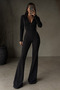 Ottoman Fabric Zippered Hooded Spanish Style Jumpsuit - 4