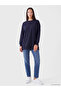 Two Mt Shop Quality Navy Blue Diver Fabric Plain Loose & Baggy Women's Sweatshirt Tunic - 2