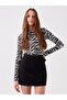 Alita City Lcw Vision Black Polyviscon Plain Women's Short Skirt with a Difference - 2
