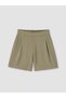 Two Mt Shop Quality Lcw Petite Khaki Elastic Waist Pleated Women's Shorts - 3