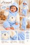 Teddy Bear Embroidered Welsoft Hooded Baby Boy Set - 3