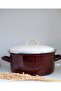 Brown Spotted Enamel Flat Pot 4.75 Liters 26 cm Diameter Milk Yogurt Soup Pot - 2