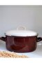 Brown Spotted Enamel Flat Pot 4.75 Liters 26 cm Diameter Milk Yogurt Soup Pot