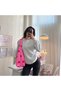 Pink Red Polka Dot Large Shoulder Bag 13 Inch Laptop Compatible Lined Snap Fastener Tote Bag - 2