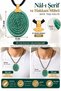 Green Agate Stone Oval Pendant with the Seal of Na'L-I Şerif Hakkani Written on It, Unisex - 5