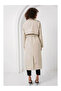 Double-Breasted Collar Long Beige Women's Trench Coat 5941 - 5