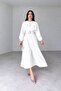 Belted Pleated Slit Pleated Dress - 3