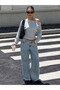 Women's One-Shoulder Asymmetrical Collar Metal Detailed Draped Long Sleeve Blouse - 3