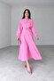 Belted Pleated Slit Pleated Dress - 3