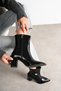 Women's Patent Leather Black New Season Pointed Toe Stylish Heeled Boots - 8