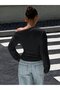 Women's One-Shoulder Asymmetrical Collar Metal Detailed Draped Long Sleeve Blouse - 3