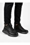 Men's Black Elastic Genuine Leather Lightweight Orthopedic Sole Casual Boots