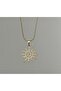 Zircon Stone Spiral Sun Figured Gold Plated Necklace - 4