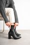 Women's Black Stretch High Heel Pointed Toe Heeled Boots 9(cm) - 4