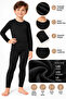 Children's Thermal Underwear Set Black Bottom Top Long Sleeve Winter Unisex 3-14 Years - 3