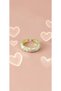 White Enamel Pink Leaf Detailed Gold Color Adjustable Steel Ring - 3