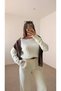 Boat Neck Braided Hair Braided Soft Knitwear Sweater - Ecru - 2