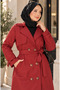 Women's Belted Double-Breasted Buttoned Long Hijab Trench Coat Sb0070 - 2