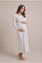 Women's Gray Double-Breasted Collar Long Sleeve New Season Winter Maternity Nightgown Set with Easy Breastfeeding Dressing Gown - 4