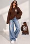 Both Front and Back Printed Oversize Fit Long Sleeve Hoodless Pocketless Women's Sweetshirt