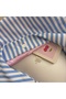 Blue and White Striped Large Shoulder Bag 13 Inch Laptop Compatible Pink Lined Snap Fastener Tote Bag - 4