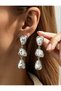 Silver Color Dangle Baroque Pearl Earrings - 2