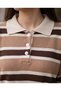 Women's Polo Collar Striped Buttoned Oversize Knitwear Sweater - 2