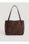 Women's Large Size Suede Tote Bag - Lined Detailed 35X27 cm Shoulder Bag
