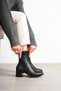 Women's Black Zippered Blunt-Toe Stylish High Heel Boots (7 cm) - 6