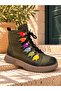 Genuine Leather Colorful Leaf Detailed Lace-Up Boots Model Name: Eos - 2