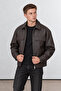 Oversize Shirt Collar Double Pocket Men's Leather Jacket