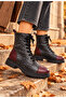 Genuine Leather Women's Zippered Lace-Up Boots Model Name: Neith