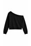 One-Shoulder Asymmetric Collar Off-Shoulder Oversize Crop Women's Sweatshirt - 4