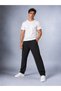 Men's Black Pique Fabric Baggy Loose Fit Trousers with Pocket Detail - 2