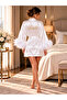 Bride Feathered Gold Embroidered Satin Dressing Gown - 3