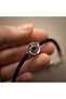 Couple's Bracelet Set with Red and Black Fabric Rope Detail, Silver-Colored Metal Wheel in the Center, Adjustable Chain - Cosmic Gear Collection - 2