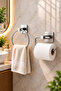 Chrome Square Ring Towel Holder Adhesive Chrome Open Toilet Paper Holder Set of 2 Bathroom Accessory Set Wc Paper Holder - 4