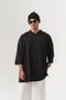 Vslit V-Neck Oversized Men's Sweatshirt with Slit Detail at the Hem - 4