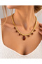 Gold Color Stone Necklace Stylish Women's Necklace with Brown and Cream Color Options - 4