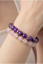 Amethyst, Pink Quartz 2 Pieces Natural Stone Bracelet 8 mm Design Trend Gift - 2