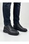 Men's black genuine leather zippered non-slip sole casual boots - 3