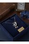 Silver Color Zircon Stone Crescent-Star Model Steel Necklace - 4