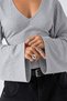 Women's V-Neck Long Sleeve Waist-Fitted Viscose Gray Blouse - 4