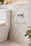 Chrome Square Adhesive Long Towel Holder Chrome Open Adhesive Toilet Paper Holder 2-Piece Bathroom Accessory Set - 5